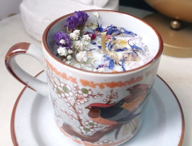 Crystal Flower Cup Candle (Sojawachs)