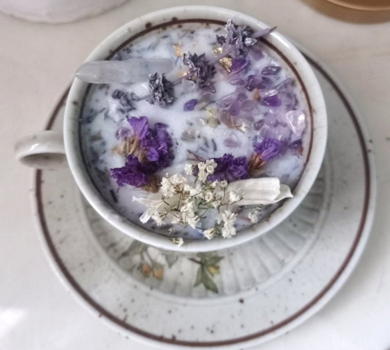 Crystal Flower Cup Candle Lavender