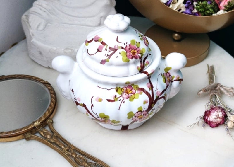 Vintage Porcelain Sakura Crystal Candle
