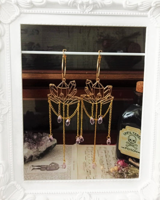 Crystal Cluster Gold Ohrringe