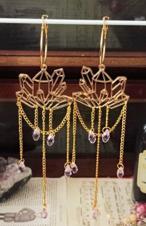 Crystal Cluster Gold Ohrringe