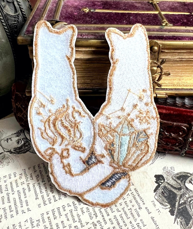 Mystic Duality Cat Iron On Patch – Guardian of Crystals & Fire
