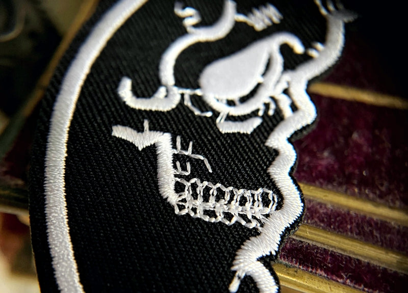 Mystic Crescent Moon Skull Iron On Patch