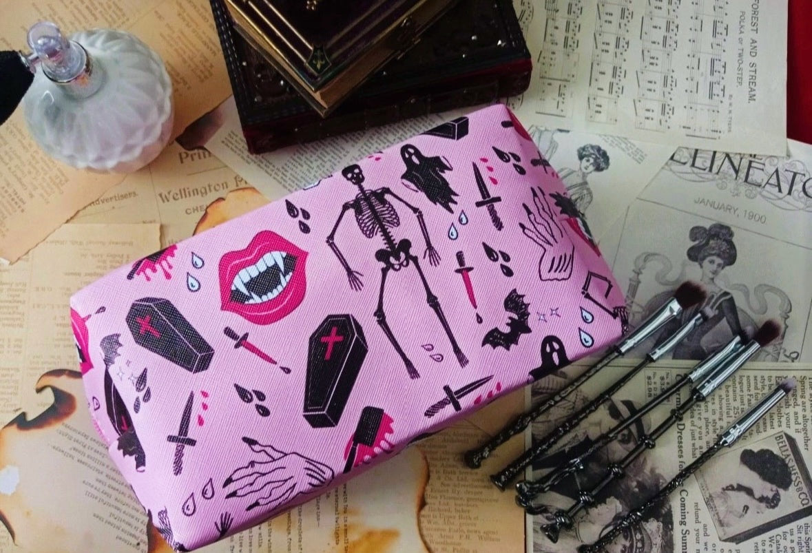 Pink Gothic Vampire Horror Halloween Theme Kosmetiktasche