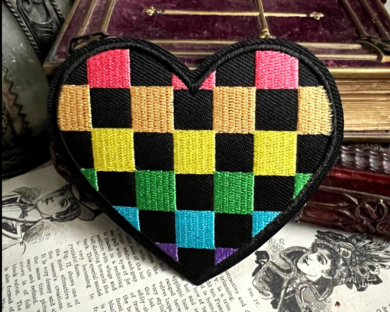 Rainbow Pixel Heart Iron On Patch – Love in Every Color