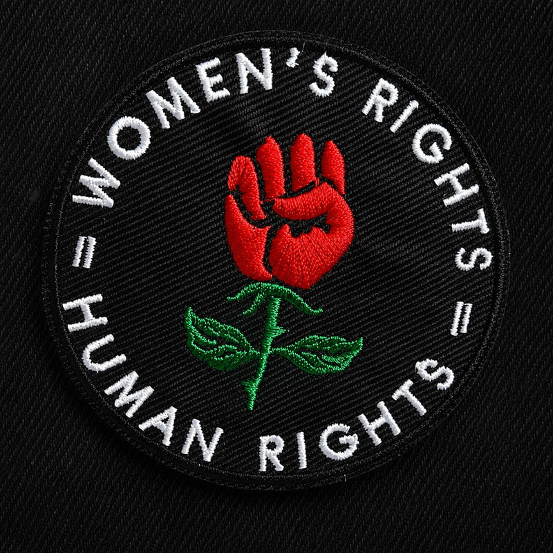 Crimson Rose of Resistance Iron On Patch – Women’s Rights = Human Rights