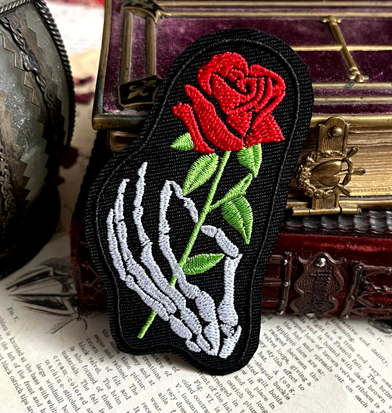 Rose Skeleton Hand Patch