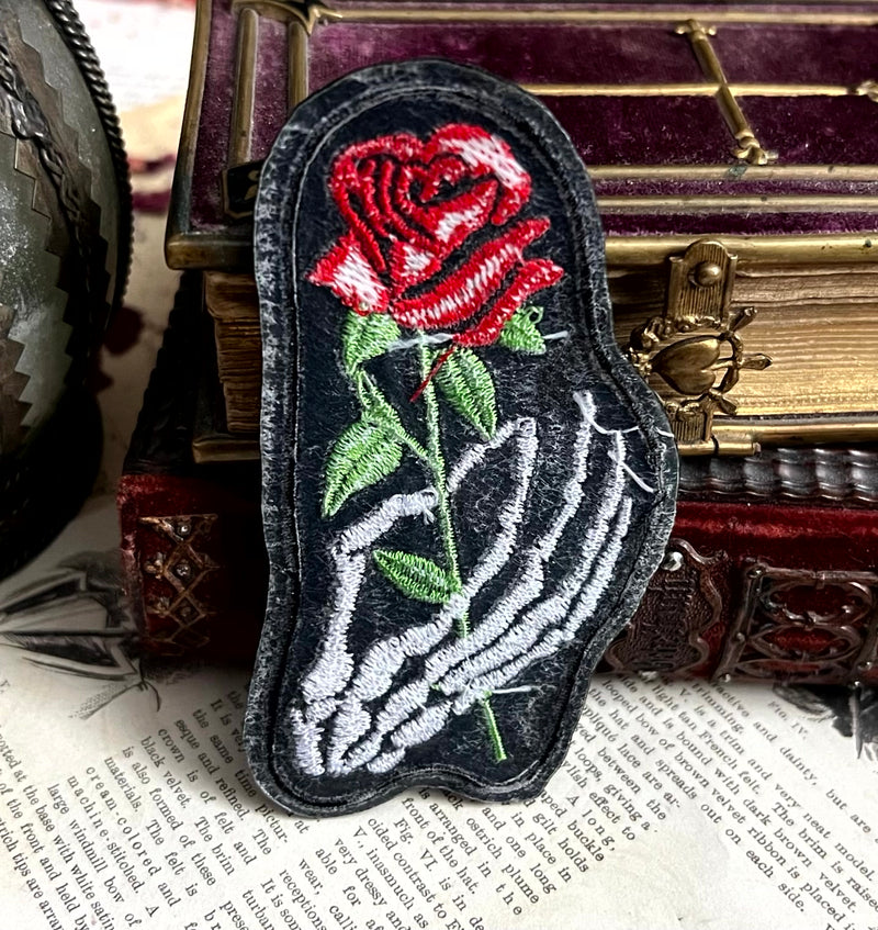 Rose Skeleton Hand Patch